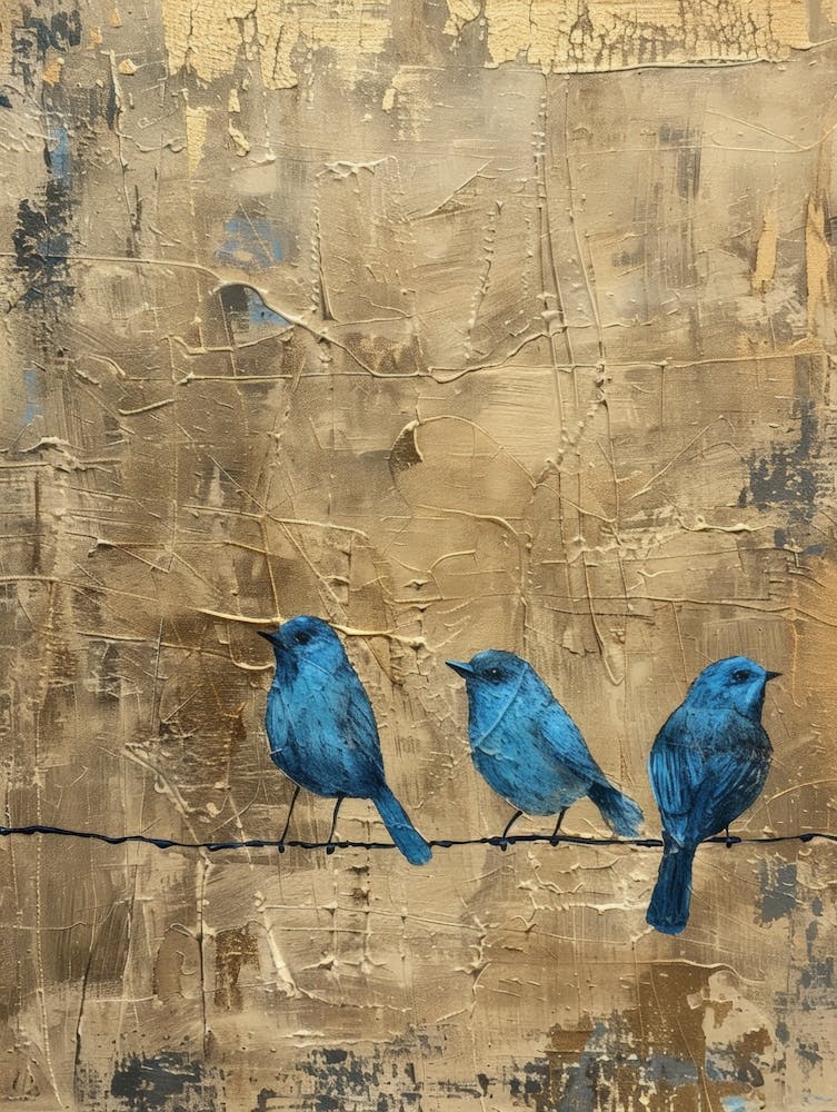 Blue Birds On A Wire 2