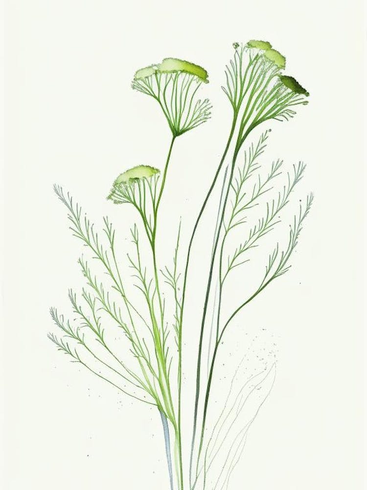 Fennel Herb Minimalist Watercolour 1