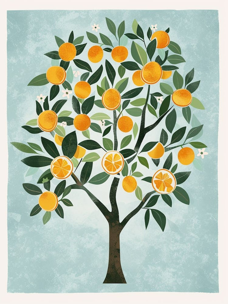 Orange Tree Flat Illustration 4