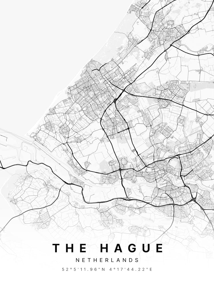 The Hague Netherlands White Map