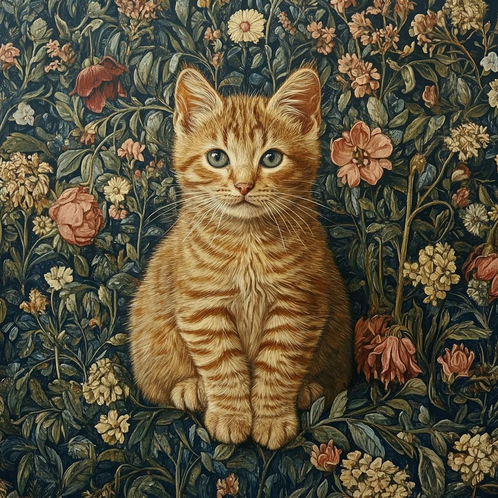 Kitten In Flowers Art