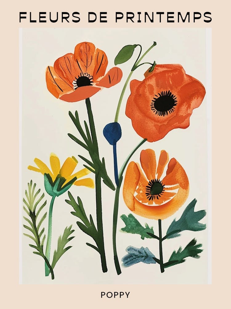 Spring Floral French Poster  Poppy 2