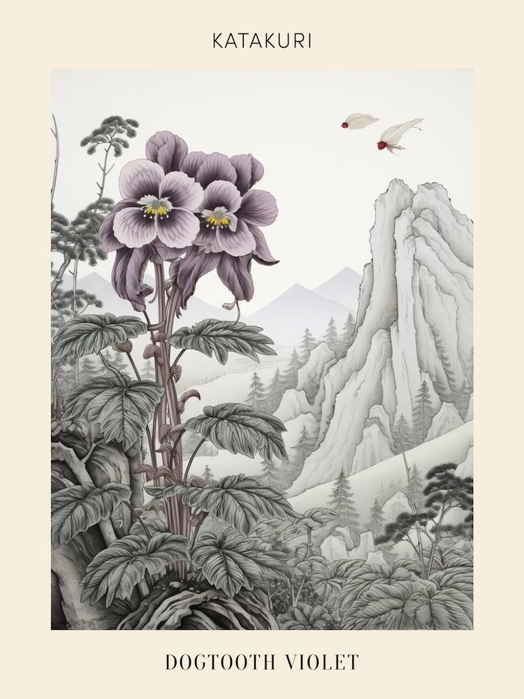 Katakuri Dogtooth Violet 1 Japanese Botanical Illustration Poster