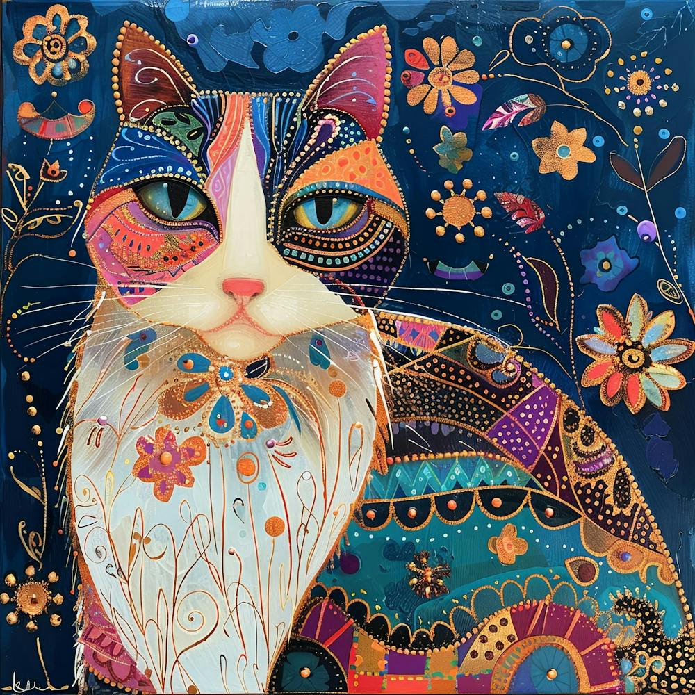 Patchwork Quilted Cat 1