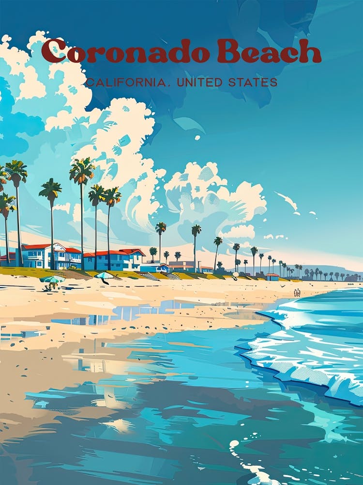 Coronado Beach California Vacation Travel Illustration
