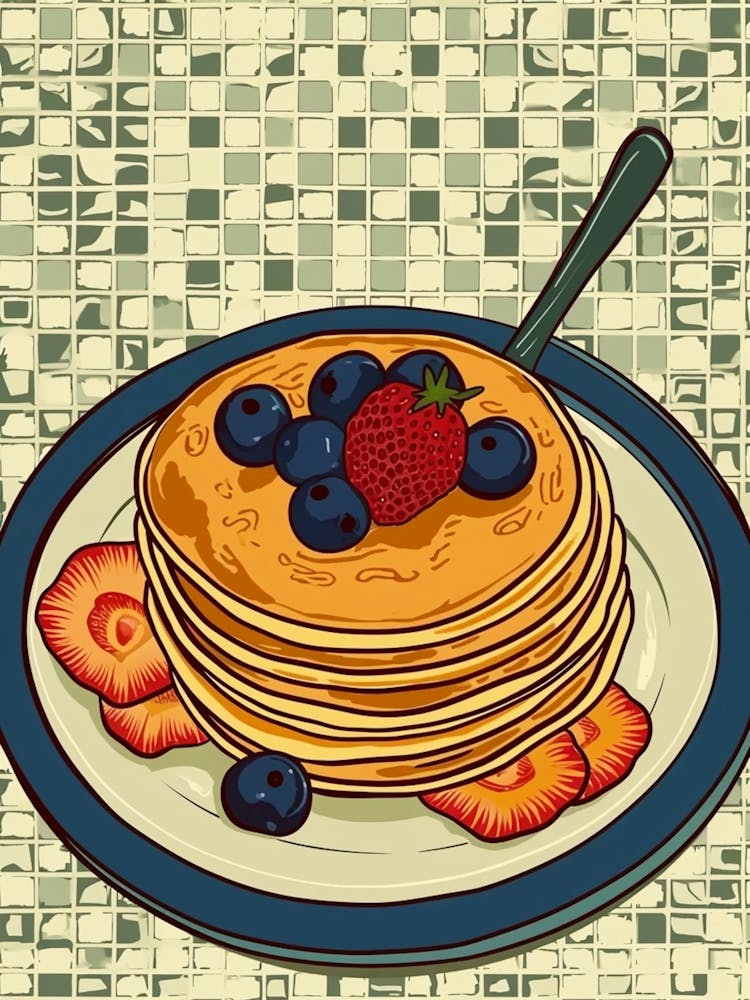 Pancake Stack On A Tiled Background 3