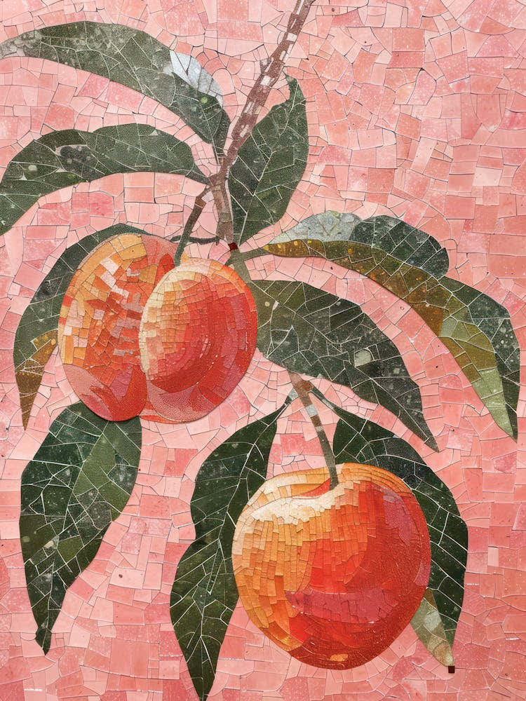 Disco Ball Peaches Mosaic Painting Kitchen