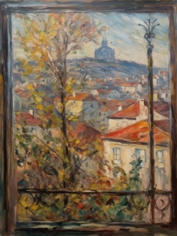 Fensterblick auf Wien im Stil des Impressionismus 3