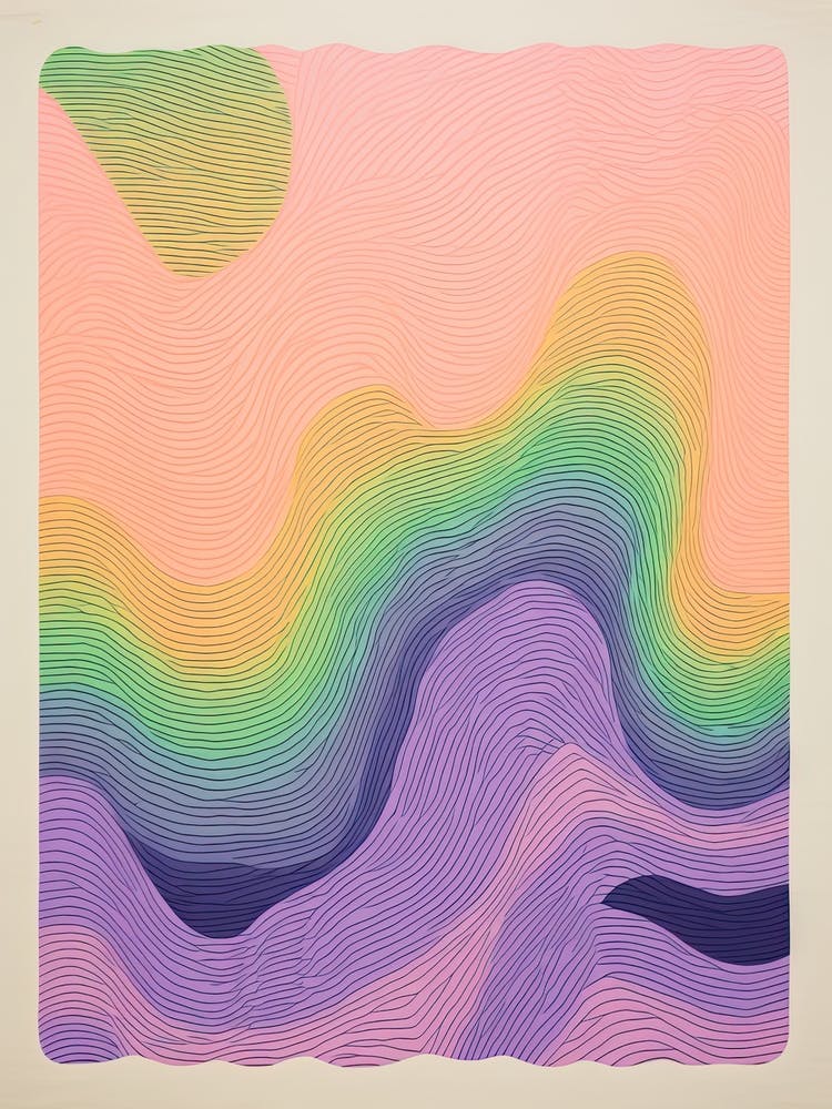 Abstract Landscape Lines Risograph Style 6