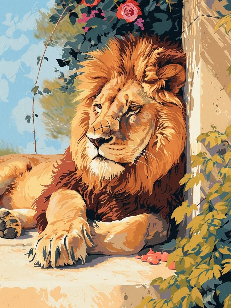 Barbary Lion Acrylic Painting 2