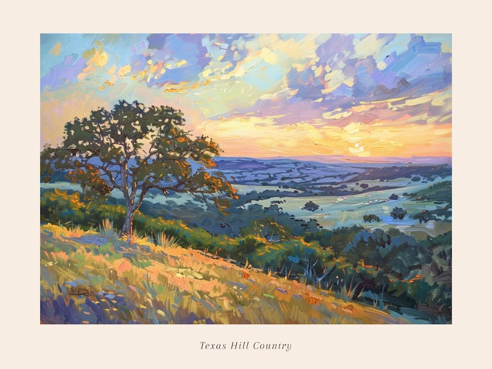 Western Sunset Landscapes Texas Hill Country 2 Poster