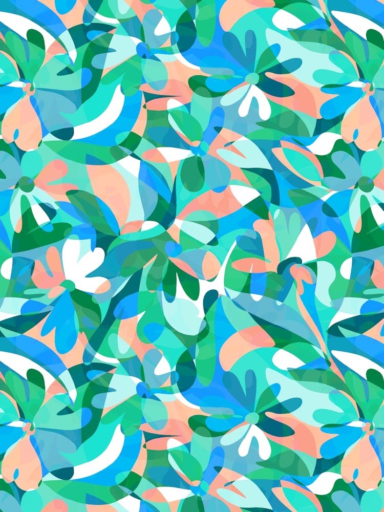Abstract Flowers - Peach Green