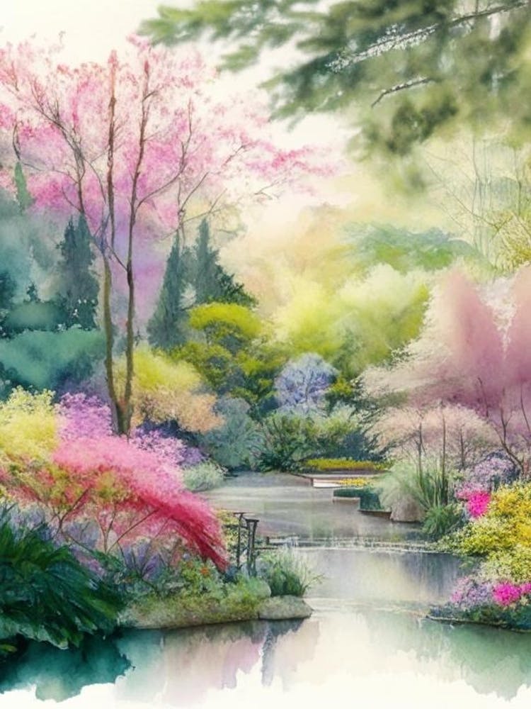Atlanta Botanical Garden, 1, Usa Pastel Watercolour
