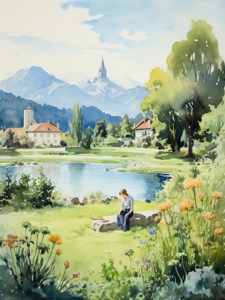 Volksgarten Autriche Peinture aquarelle 3