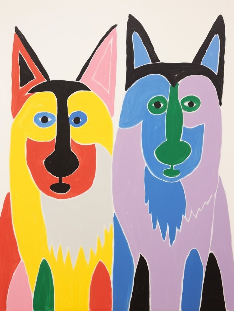 Colourful Kids Animal Art Timber Wolf 1