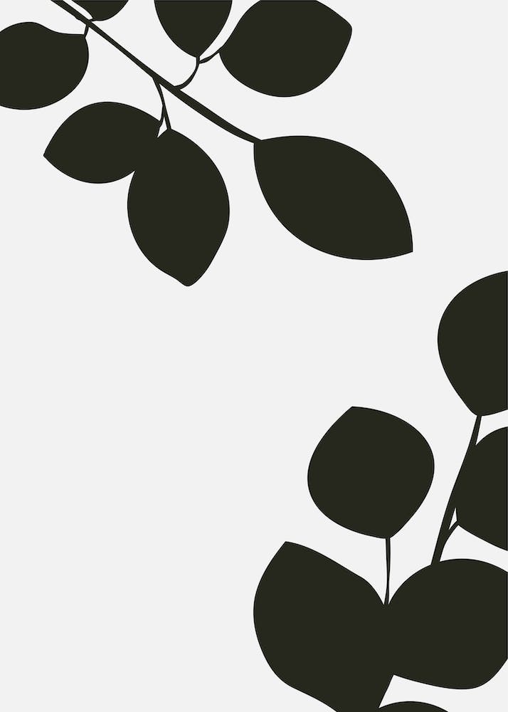 Abstract Botanical Black and Beige Art 1