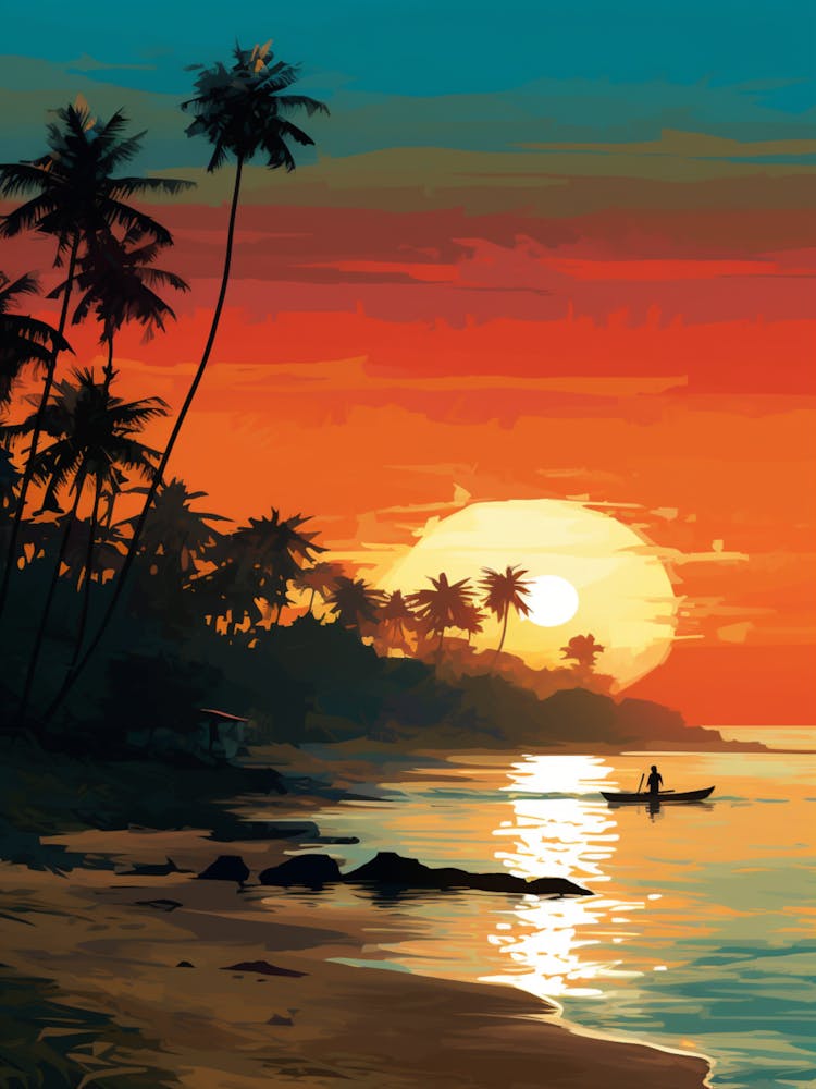 Long Beach Koh Lanta Thailand At Sunset Vibrant Painting 1