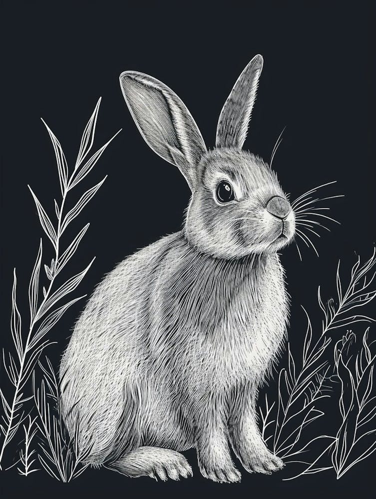 Netherland Dwarf Rabbit Minimalist Illustration 1