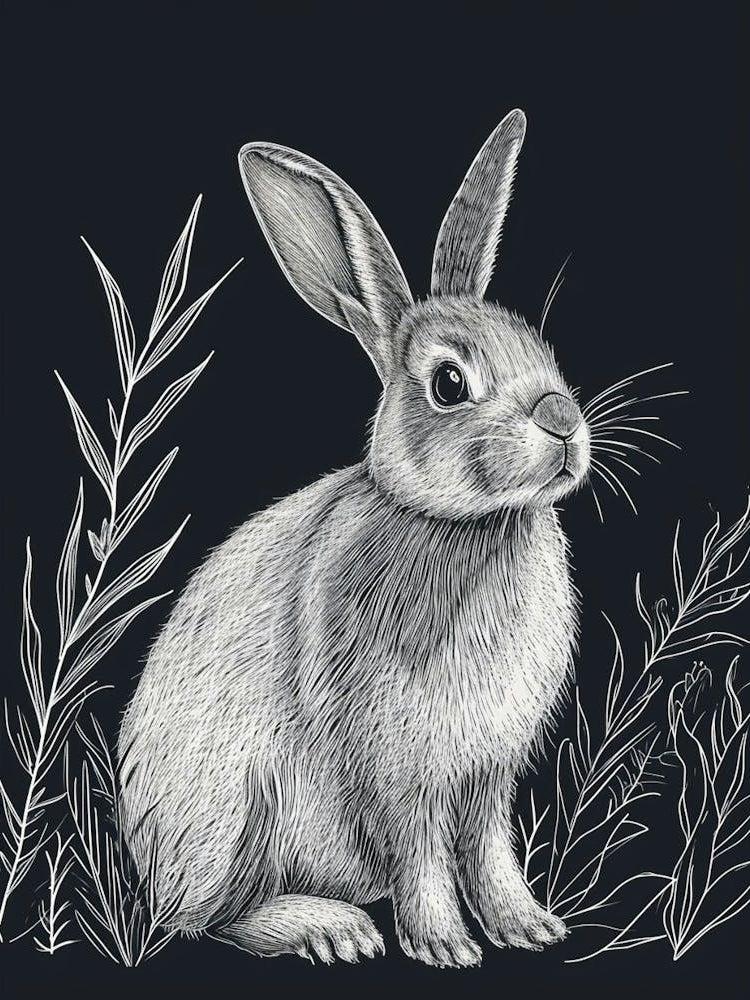 Netherland Dwarf Rabbit Minimalist Illustration 1