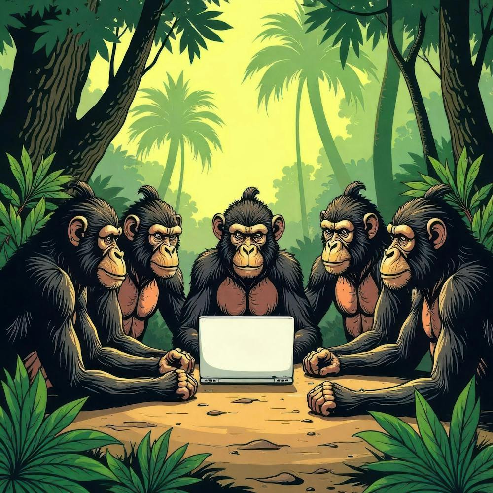 Chimpanzees Using Laptop