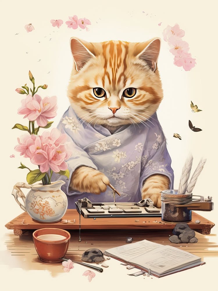 Kawaii Cat Drawings Writing 3