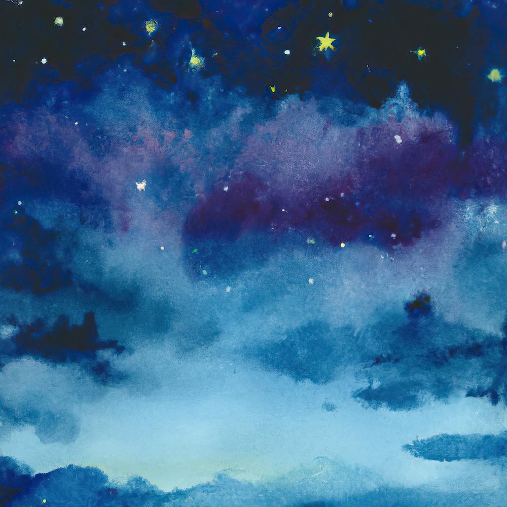 Watercolor Of Night Sky With Stars