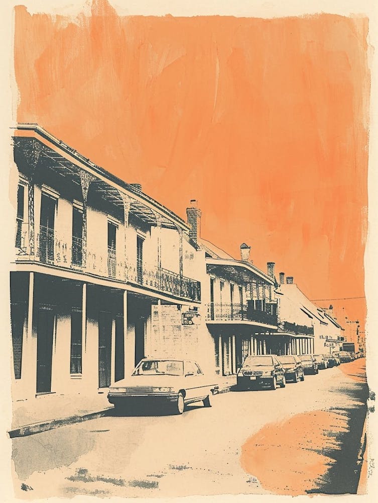 Frenchmen Street Retro Lithograph 2