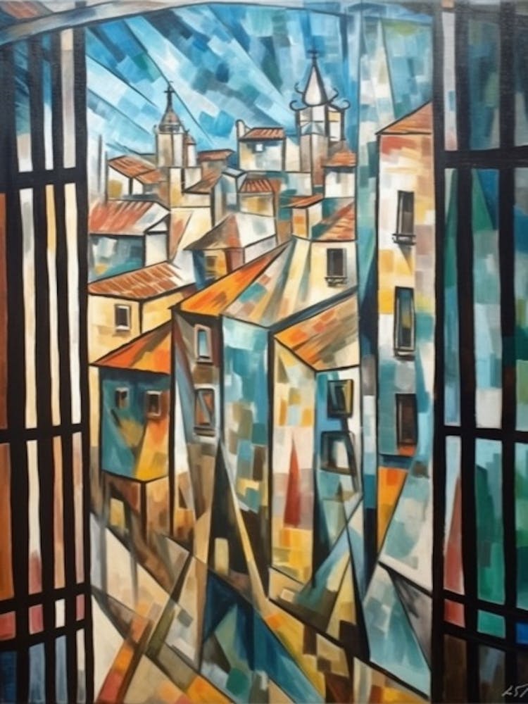 Window View Barcelona Of In The Style Of Cubism 2