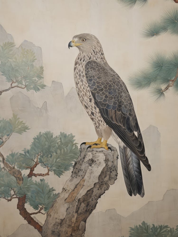 Vintage Hawk Drawing