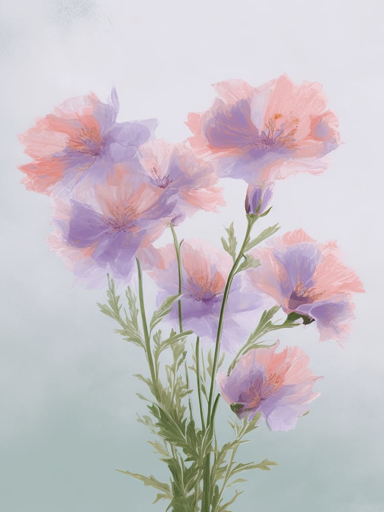 Lavender Flowers Acrylic Painting In Pastel Colours 2