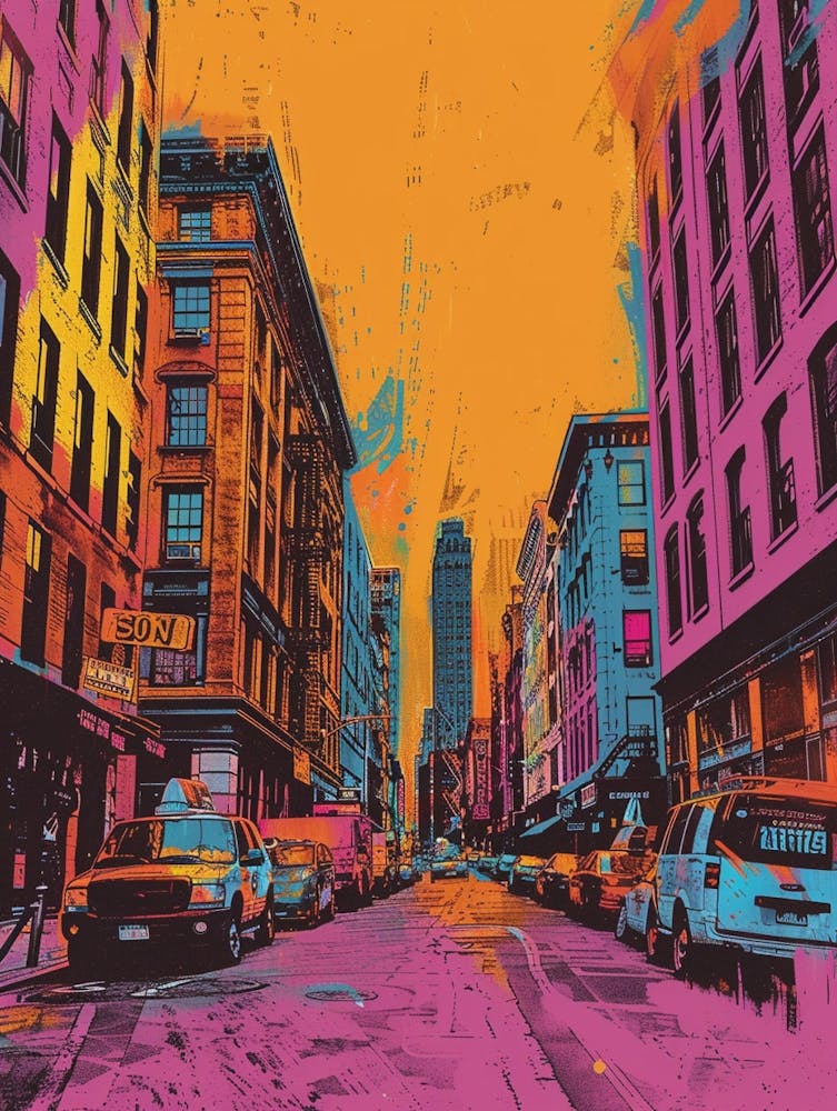 Soho District New York Colourful Silkscreen Illustration 4