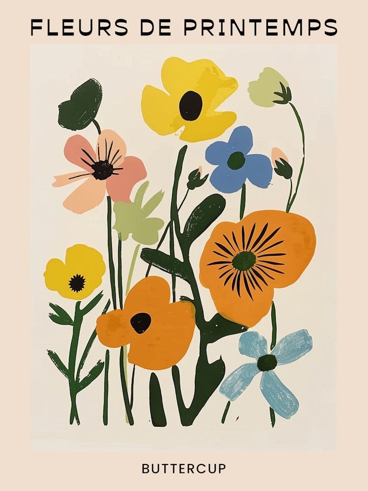 Spring Floral French Poster  Buttercup 1