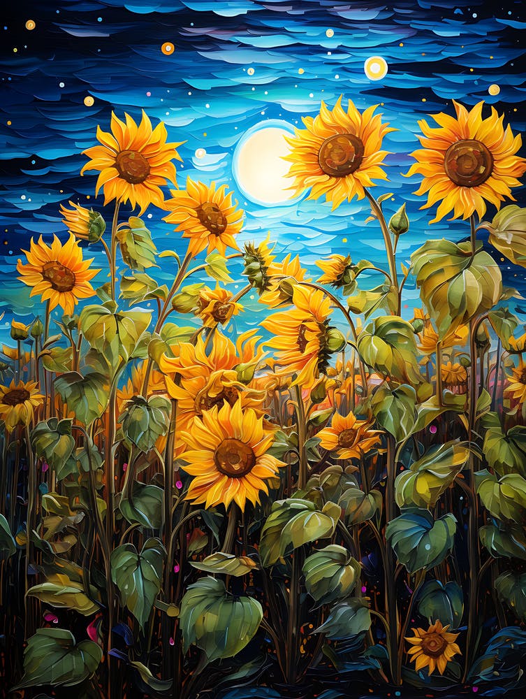 Sonnenblumen bei Nacht