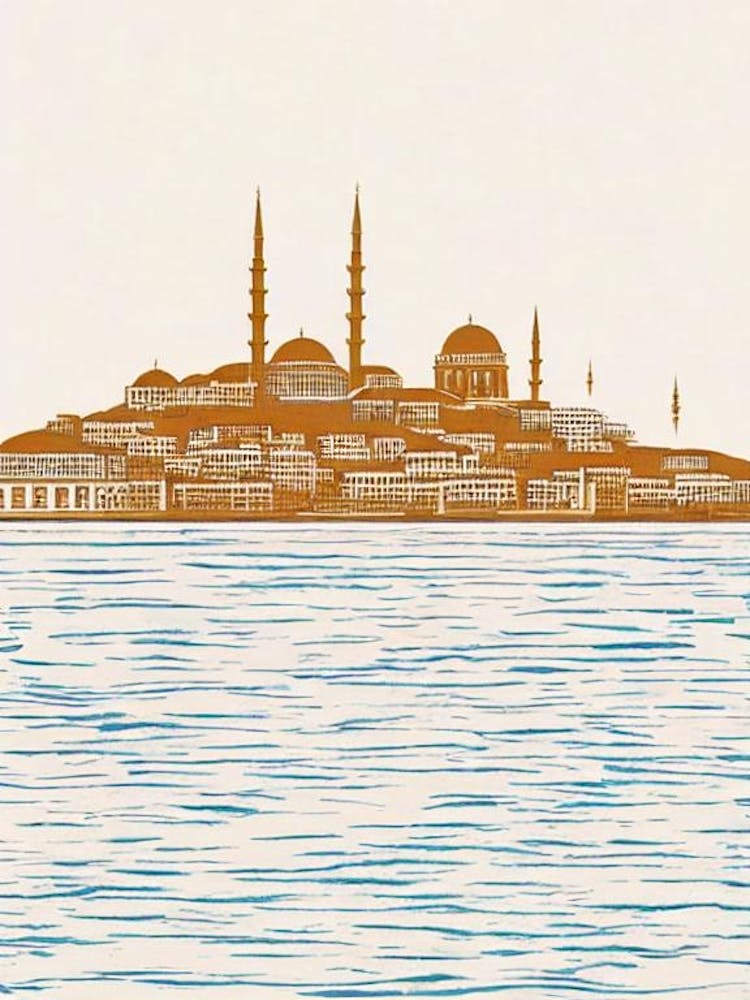 Bosporusstraße Istanbul Boho Wahrzeichen Illustration