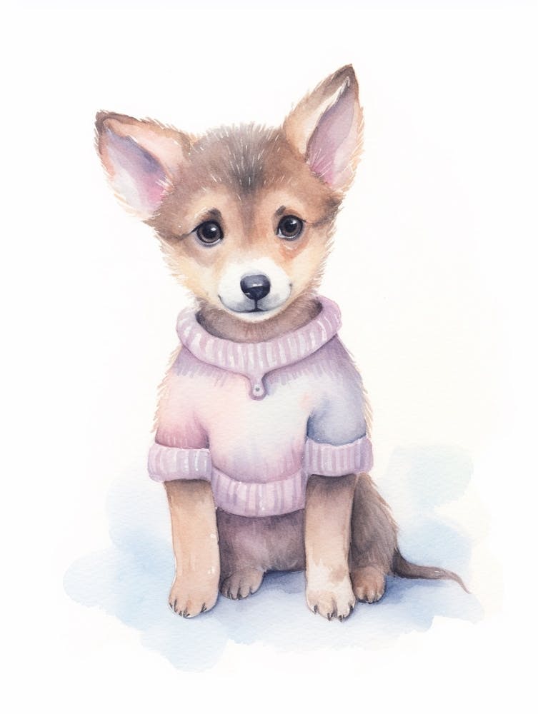 Baby Animal Watercolour Wolf 2
