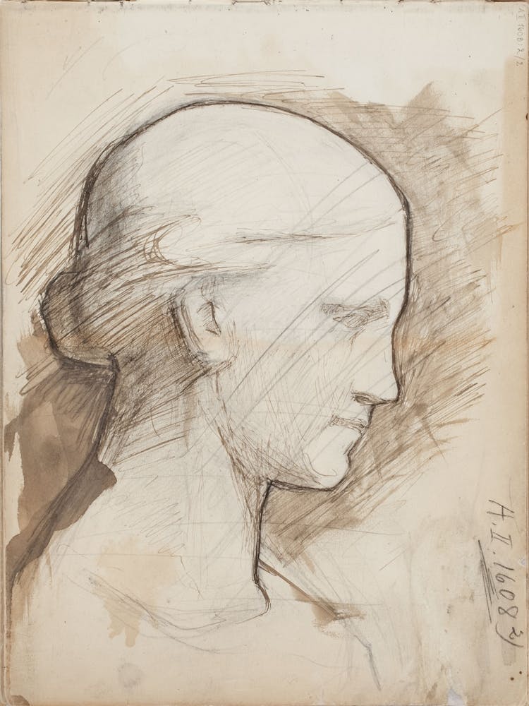 Naisen Pää, Luonnos, 1891part Of A Sketchbook By Magnus Enckell