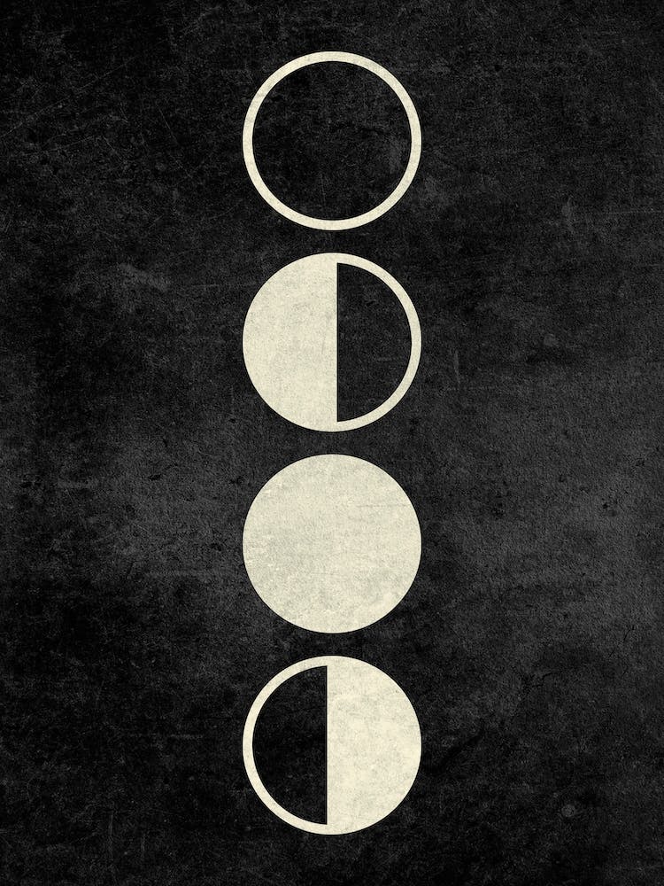 Minimal Moon Phases In Charcoal