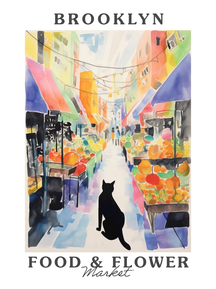 Food Market With Cats In Brooklyn 1 Poster