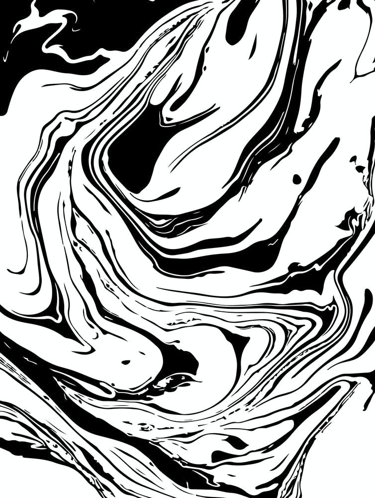 Black And White Marble Abstract Print