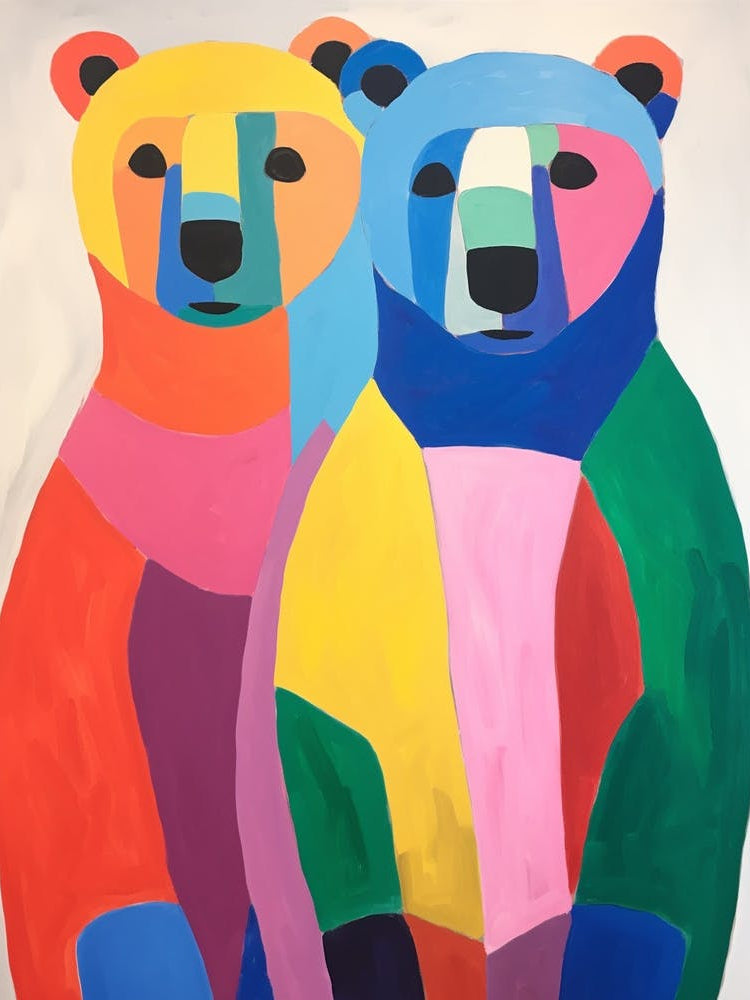 Colourful Kids Animal Art Grizzly Bear 4