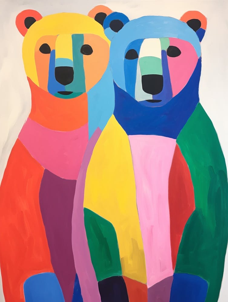 Colourful Kids Animal Art Grizzly Bear 4