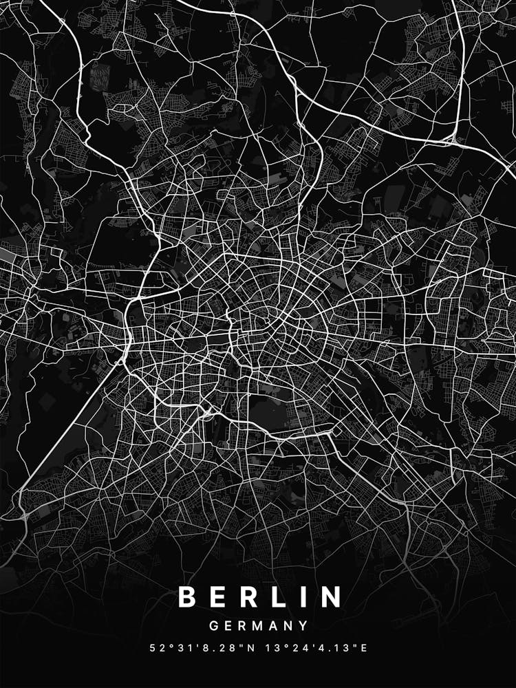 Berlin Germany Black Map