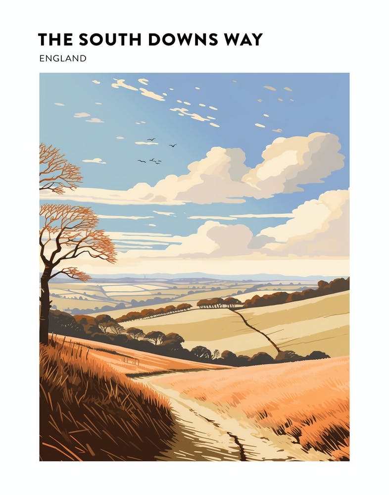 The South Downs Way England 3 - Affiche de paysage de sentier de randonnée