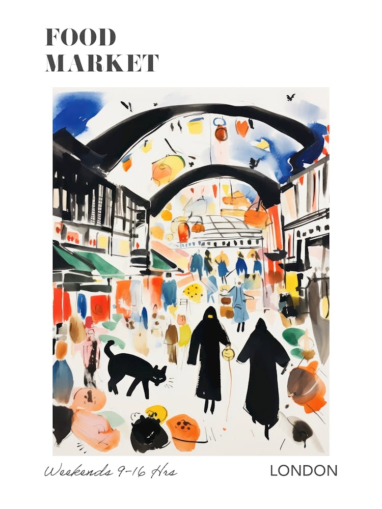 The Food Market In London 1 Illustration Poster