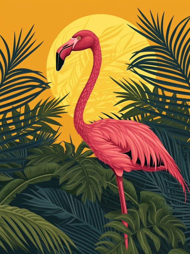 Greater Flamingo Kenya Tropical Illustration 1