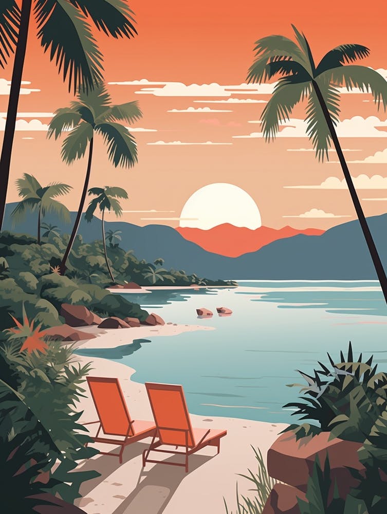 Seychelles Travel Illustration