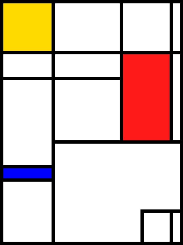 Mondrian Squares - Bauhaus geometric retro poster, 60s poster