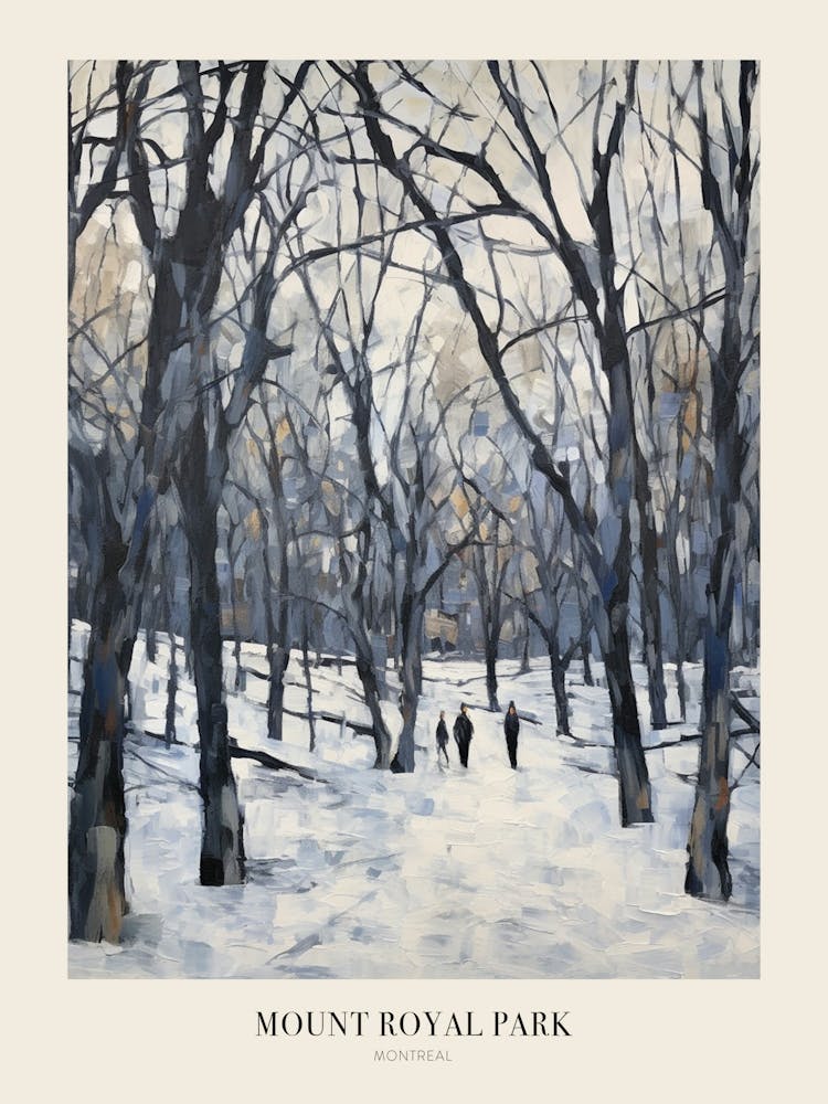 Winter City Park Poster Mount Royal Park Montreal Canada 1