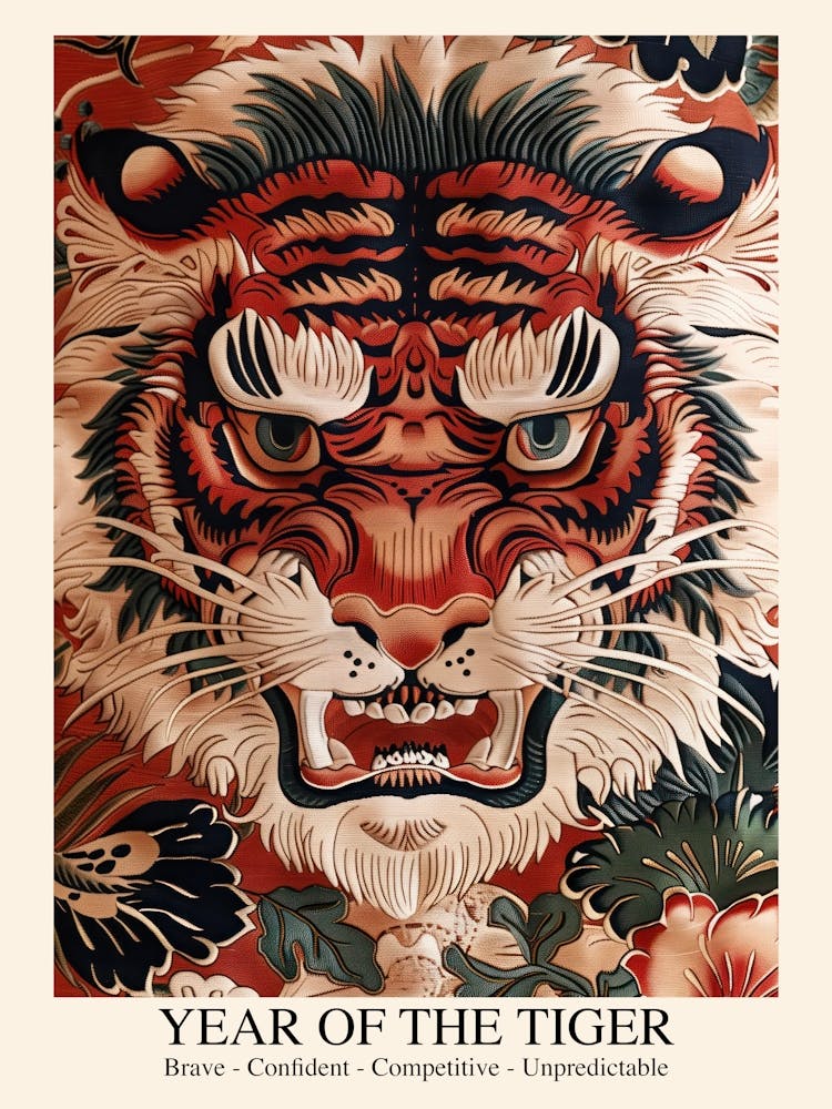 Chinese Lunar Year Of The Tiger 3 William Morris Style