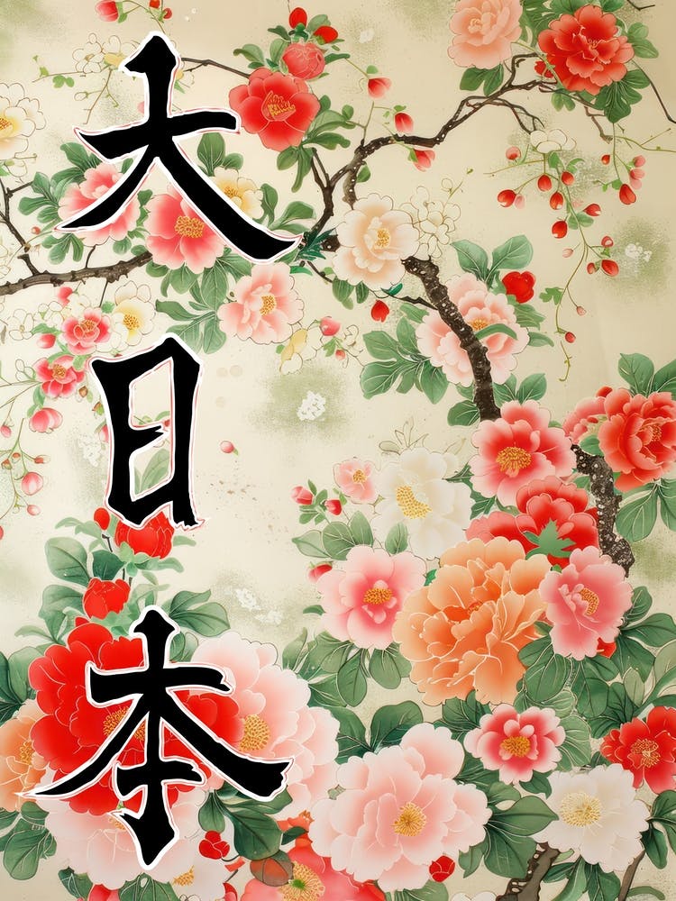 Great Japan Hokusai Affiche Florale Japonaise 7